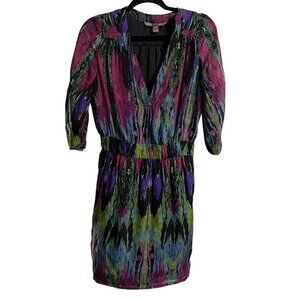Charlie Jade 100% Silk Kaleidescope Watercolor Print Dress Women's Size M